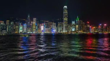 Hong Kong manzarası liman Kowloon taraftan görüldü