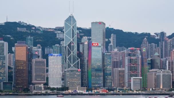 Hong Kong skyline vidět z Kowloonu straně přístavu — Stock video