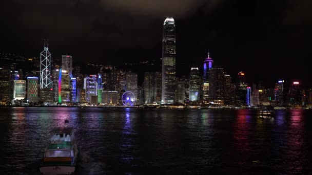 Horizonte de Hong Kong visto desde el lado de Kowloon del puerto — Vídeos de Stock