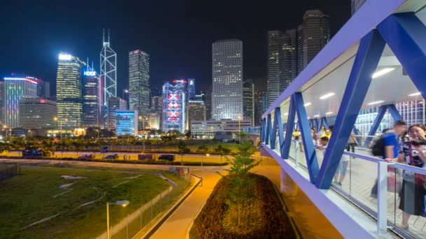 Passerelle piétonne menant vers Central, Hong Kong Island — Video