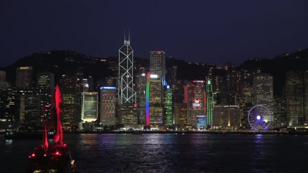 Hong Kong skyline látható a Kowloon oldalán a kikötő — Stock videók