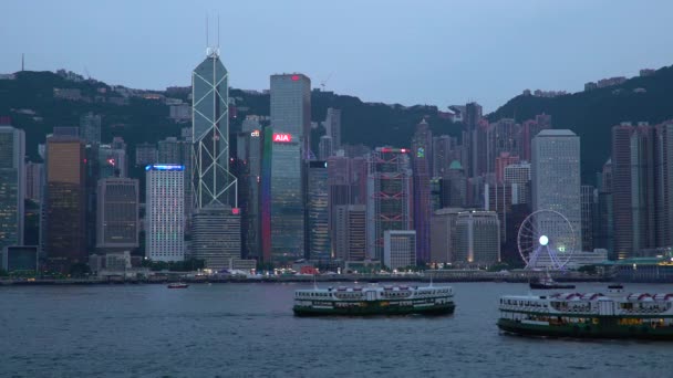 Hong Kong skyline seen from the Kowloon Side of the Harbour — Stock Video