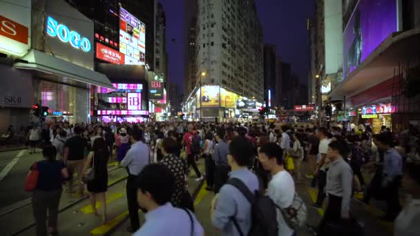 Traffico e persone a Causeway Bay, Central, Hong Kong — Video Stock