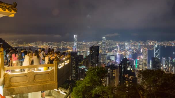 Point de mire du pavillon du lion à Victoria Peak, Hong Kong — Video