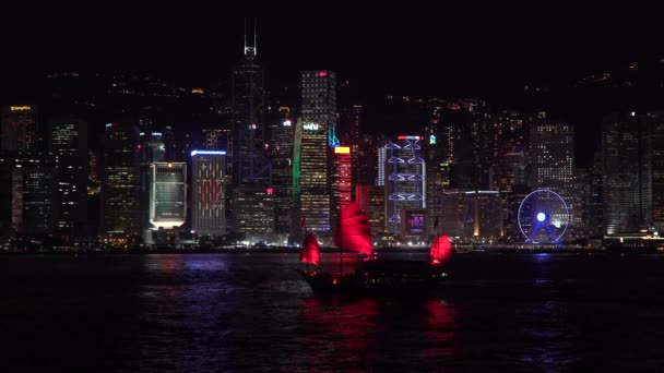 Hong Kong skyline seen from the Kowloon Side of the Harbour — Stock Video