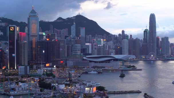 Vistas elevadas, Distrito central, Hong Kong — Vídeo de stock