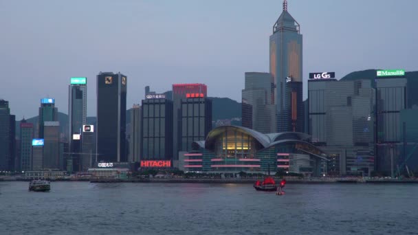 Hong kong skyline von der Kotloon-Seite des Hafens aus gesehen — Stockvideo