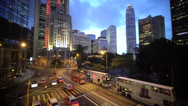 交通和中环，香港岛的人 — 图库视频影像