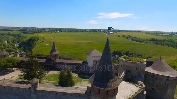 Letecké video z hradu, pevnost na Ukrajině — Stock video