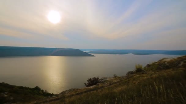 Panoramisch uitzicht van zonsondergang, eilanden, kleurrijke — Stockvideo