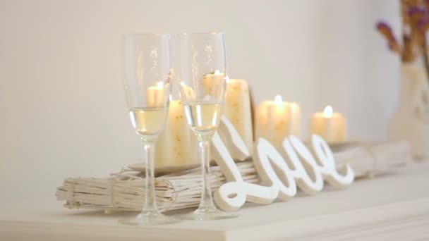 Decorazione nuziale e candele — Video Stock