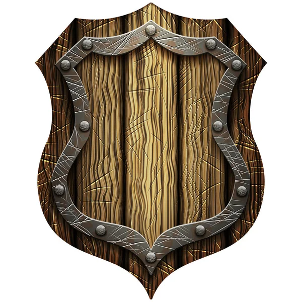 Escudo de caballero gótico de roble con remaches — Archivo Imágenes Vectoriales