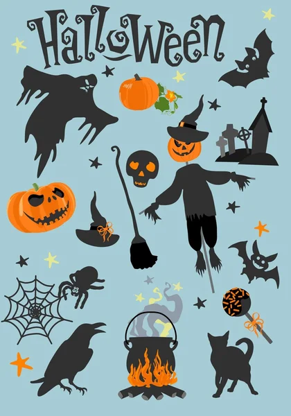 Feliz tarjeta de felicitación de Halloween. Afiche de vacaciones aterrador. Ilustración vectorial . — Vector de stock