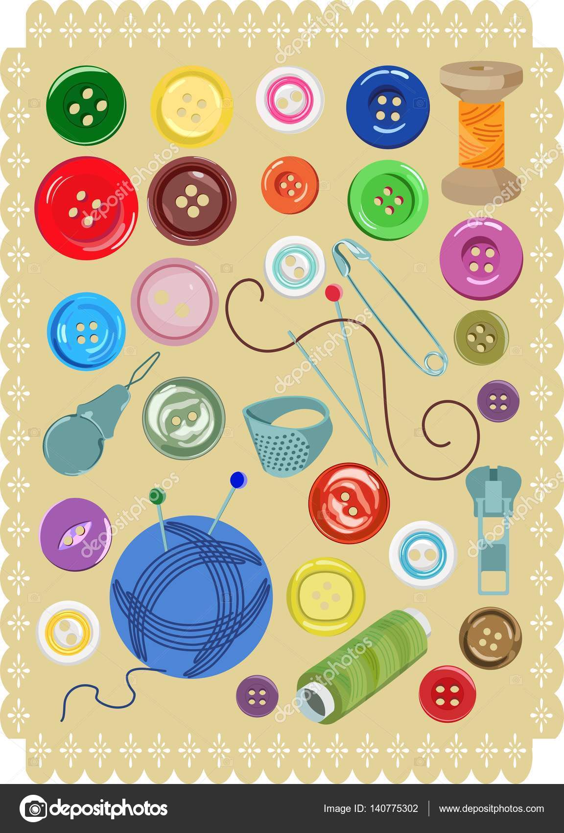 buttons and sewing supplies