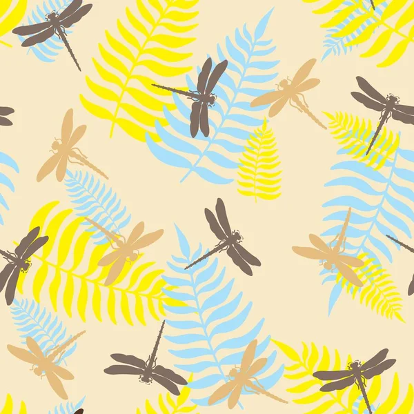 Dragonfly seamless pattern. Vector illustration. — Stock Vector