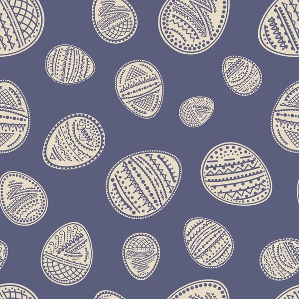 Nahtloses Muster aus Silhouetten von Ostereiern. Vektorillustration. — Stockvektor