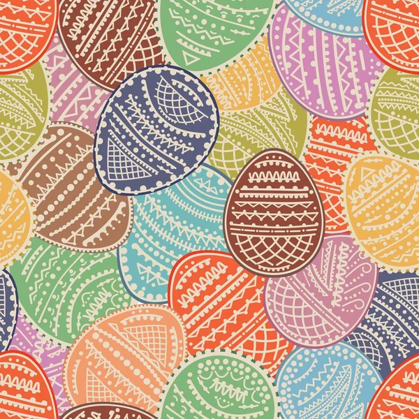 Seamless background Easter eggs with ornaments. Vector illustration. — Stock Vector