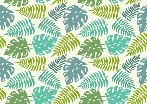 Padrão sem costura com folhas de plantas tropicais. Ilustração vetorial . —  Vetores de Stock