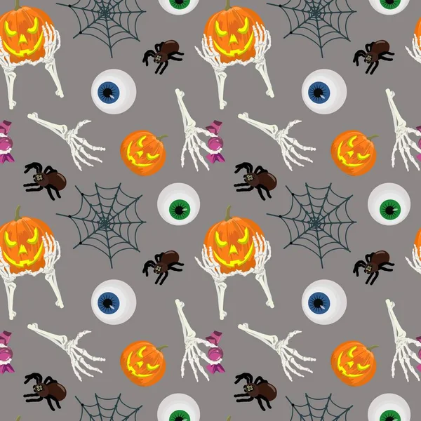 Feliz Halloween patrón sin costuras. Ilustración vectorial — Archivo Imágenes Vectoriales