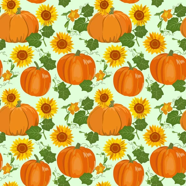 Kabak ve ayçiçeği ile Seamless modeli. Vektör çizim.