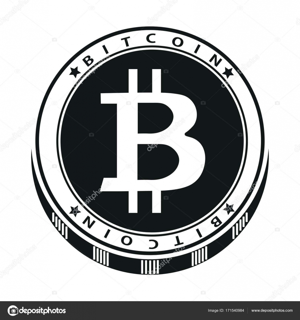 흰색 바탕에 어두운 단색 bitcoin 아이콘입니다. 벡터 일러스트 레이 션. 스톡 벡터 - ©Alevanda 171540984