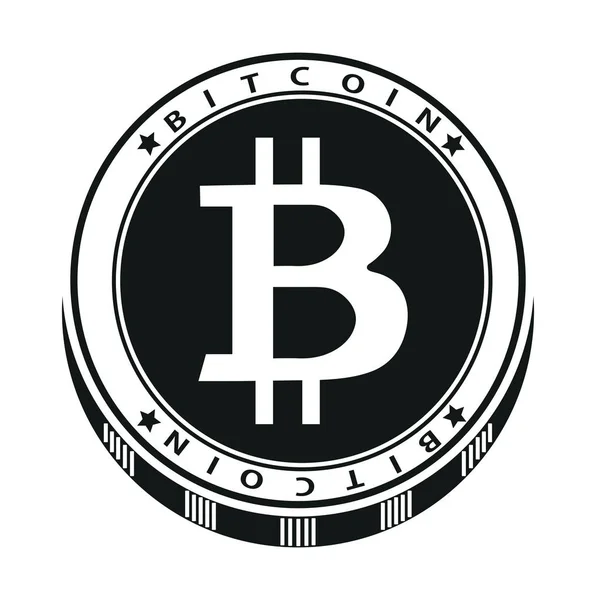 Monochromes dunkles Bitcoin-Symbol auf weißem Hintergrund. Vektorillustration. — Stockvektor