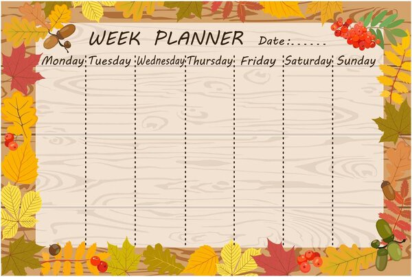 Weekly planner in color design.. Vector illustration.