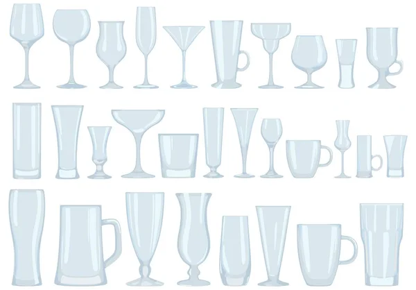 Sammlung von Gläsern für Getränke. Gerichte. Vektorillustration. — Stockvektor