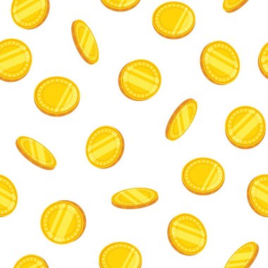 Altın sikke ile Seamless modeli. Vektör çizim.