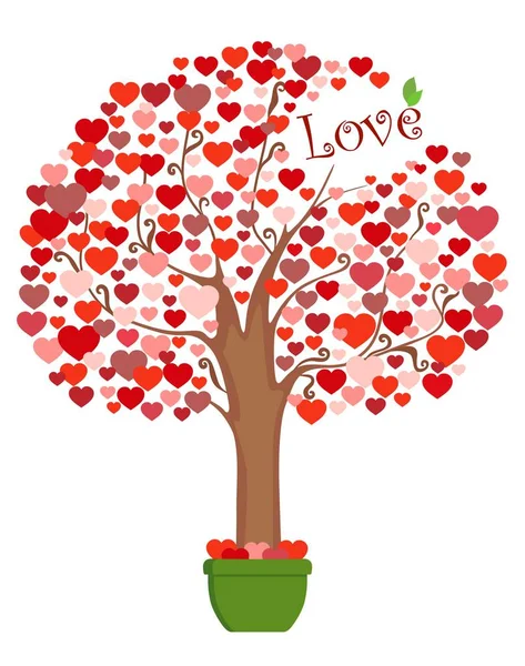 Stylized tree of hearts for day of lovers. Vector illustration — Stock Vector