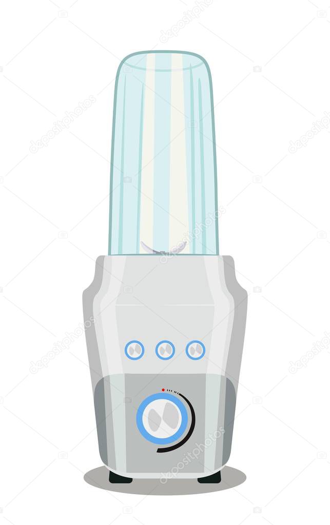 Fitness blender with glass container. Kitchen electrical appliances. Vector illustration