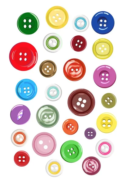 Conjunto de diferentes formas de botones para ropa. Ilustración vectorial . — Archivo Imágenes Vectoriales