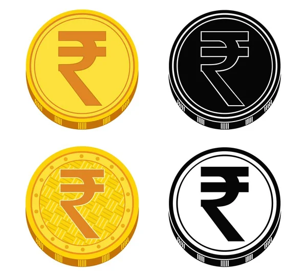 Set of coins with money symbols of India. Vector illustration. — Stock Vector