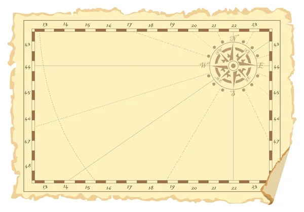 Concept of an old sea chart template. Vector illustration. — Stock Vector
