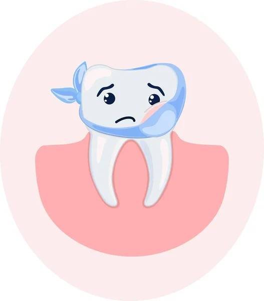 Cute stylized cartoon sick tooth. Vector illustration. — Stock Vector