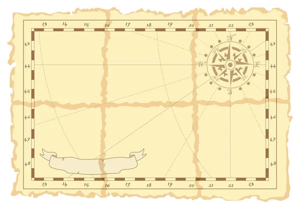 Modèle d'une ancienne carte marine. Illustration vectorielle . — Image vectorielle