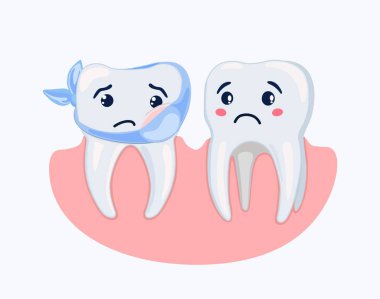 Hasta diş ve komşusu acı stilize. Vektör çizim.