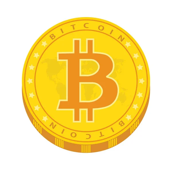 Münze des goldenen Bitcoin. virtuelles Geld. Vektorillustration. — Stockvektor