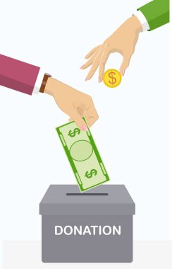 Hayırsever parasal katkıları ve bağışlar. Vektör çizim.