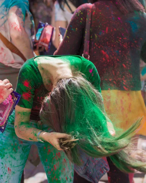 Osterfest Der Holi Festival Farben Mit Kindern Die Spaß Mit Stockbild