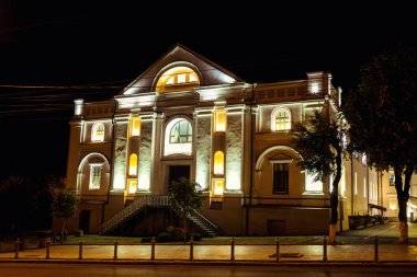 Vinnitsa, Ukrayna - 21 Ağustos 2016. Vinnytsya gece, gece City kent arşivinde ışıklar, ışıklar, Avrupa şehri