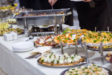 yemek Ziyafet tablo, kanepeler Restoran tablo, catering, büfe, stemware, aperatifler