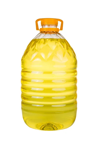 Оливковое масло и банки масла подсолнечника изолированы на белом фоне, бутылочное масло пластик большой, Бутылка для нового дизайна, Маленькая бутылка масла с пробковой пробки, концепция масла — стоковое фото