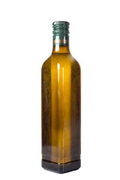 Huile d'olive extra vierge et pots d'huile de tournesol isolés sur un fond blanc, bouteille d'huile plastique grande, Bouteille pour nouveau design, Petite bouteille d'huile avec bouchon de liège, concept d'huile — Photo