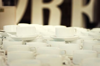 çay setleri, koleksiyon beyaz kahve fincanı, açık büfe, yemek tedarik