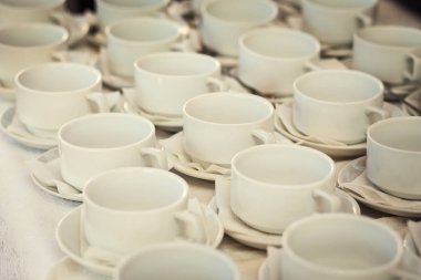 çay setleri, koleksiyon beyaz kahve fincanı, açık büfe, yemek tedarik