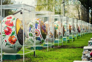 Vinnitsa, Ukrayna - Nisan 09,2017.Ukrainian açık hava sergi Vinnitsa, Paskalya yumurta Merkez Ukraine.Easter tatil