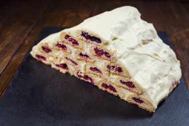 Kek krem ve kiraz ve kahve, lezzetli kek 