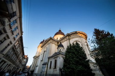 Lviv, Ukrayna - Lviv, Lviv benzersiz mimari mainsquare, eski Avrupa şehir Mayıs 11,2017.old parçası