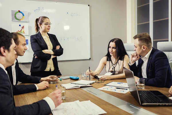 Business People Meeting Conference Discussion Corporate Concept,business team,business partners discussing documents and ideas,Business conference in a modern office — Stock Photo, Image